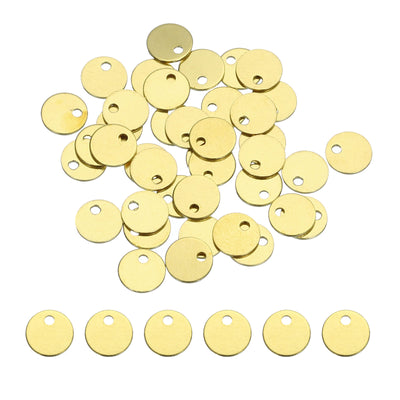 Harfington 40pcs Brass Round Stamping Blank DIY Label Tags 6mmx1.1mm Single Side Hole