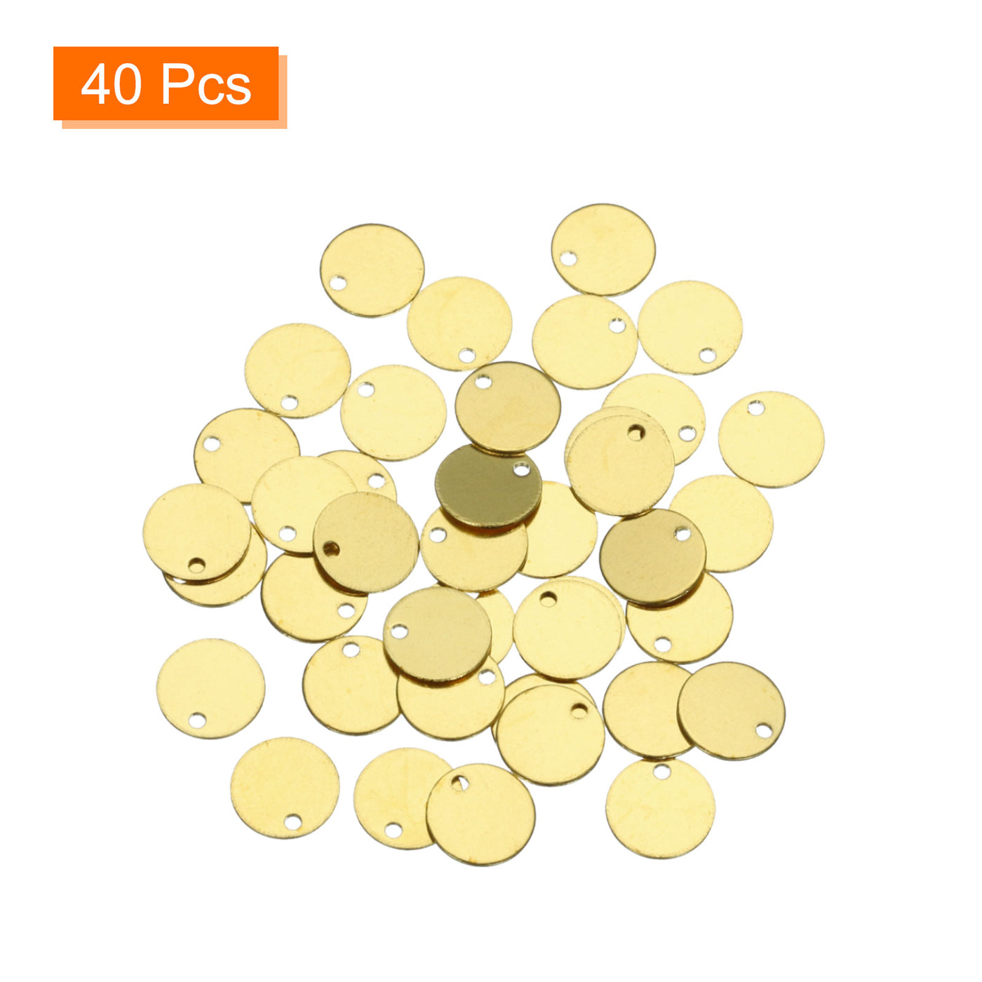 Harfington 40pcs Brass Round Stamping Blank DIY Label Tags 8mmx1.2mm Single Side Hole