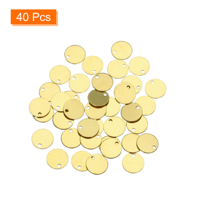 Harfington 40pcs Brass Round Stamping Blank DIY Label Tags 8mmx1.2mm Single Side Hole