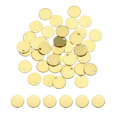 Harfington 40pcs Brass Round Stamping Blank DIY Label Tags 8mmx1.2mm Single Side Hole