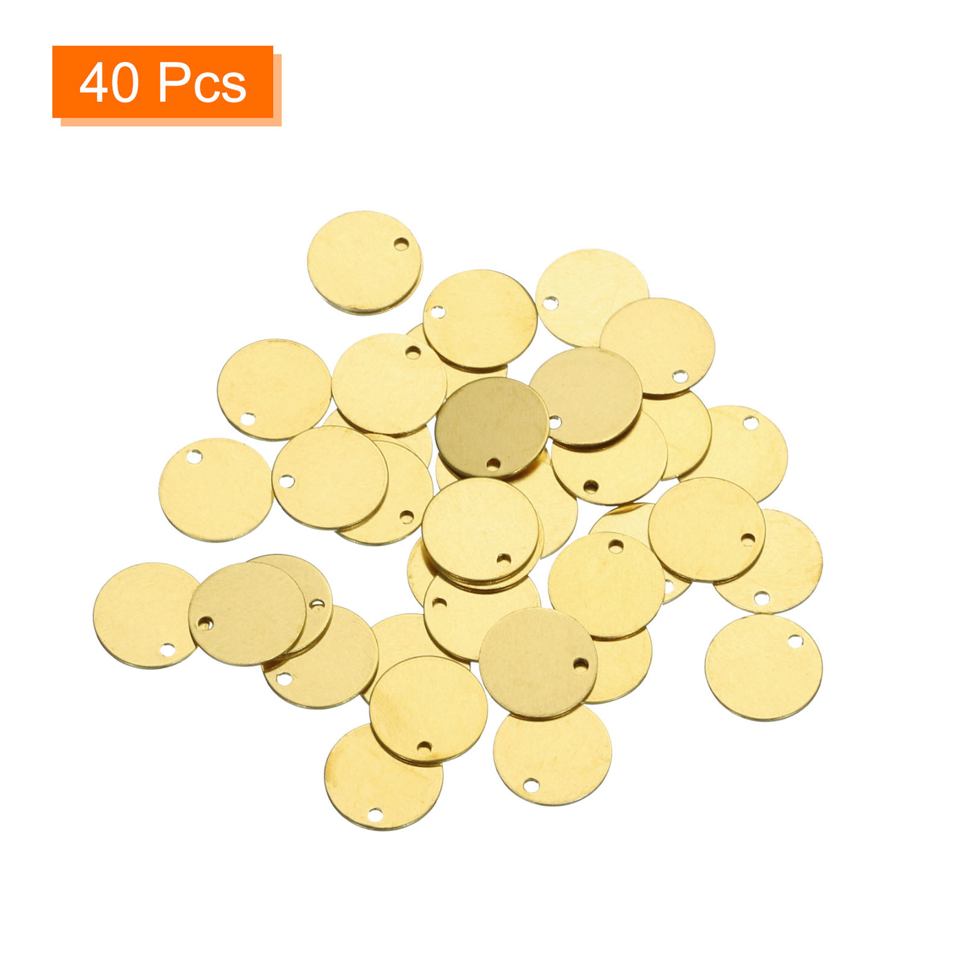 Harfington 40pcs Brass Round Stamping Blank DIY Label Tags 10mmx1.2mm Single Side Hole