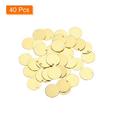 Harfington 40pcs Brass Round Stamping Blank DIY Label Tags 12mmx1.2mm Single Side Hole