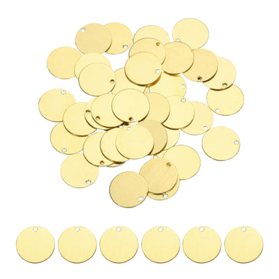 Harfington 40pcs Brass Round Stamping Blank DIY Label Tags 12mmx1.2mm Single Side Hole