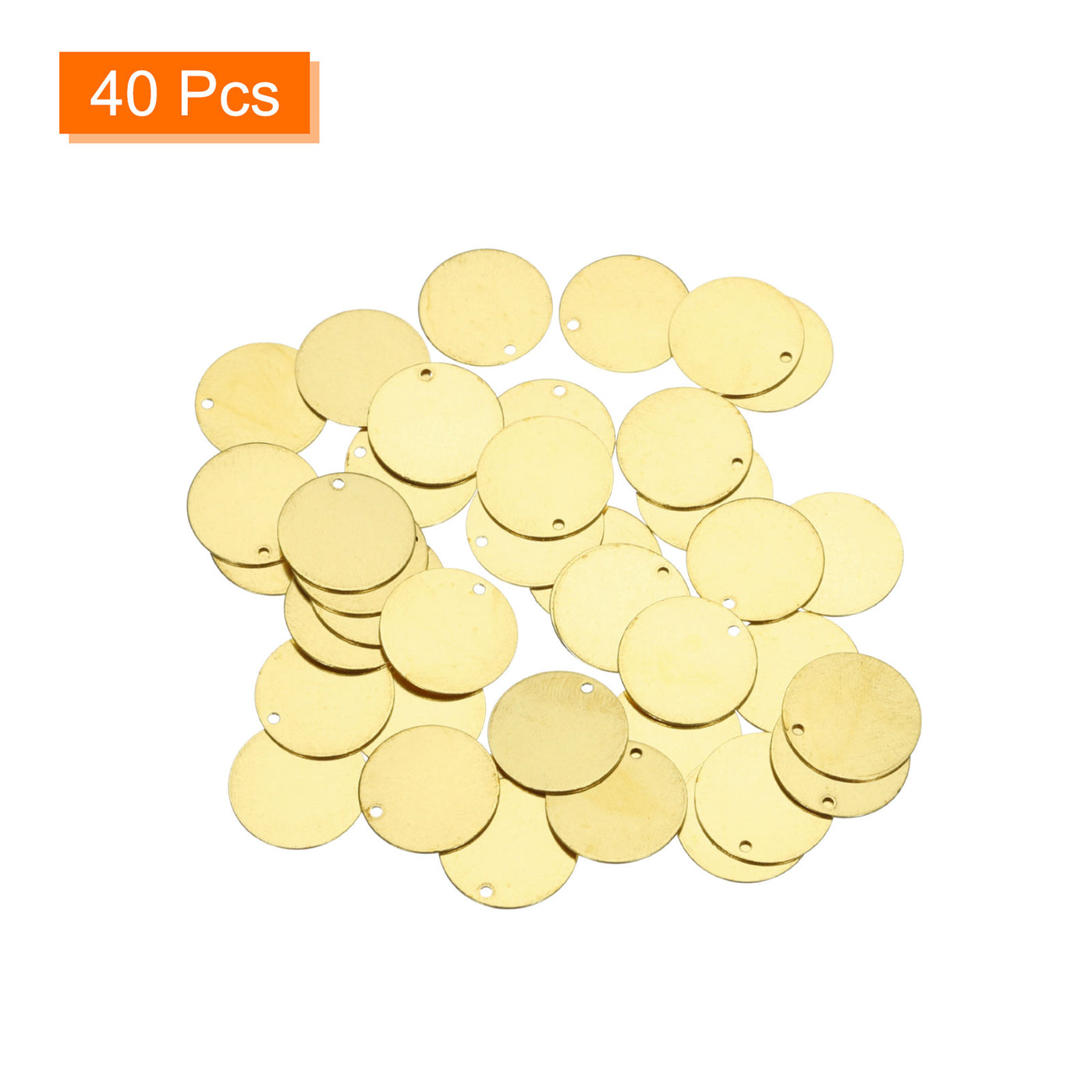 Harfington 40pcs Brass Round Stamping Blank DIY Label Tags 15mmx1.2mm Single Side Hole