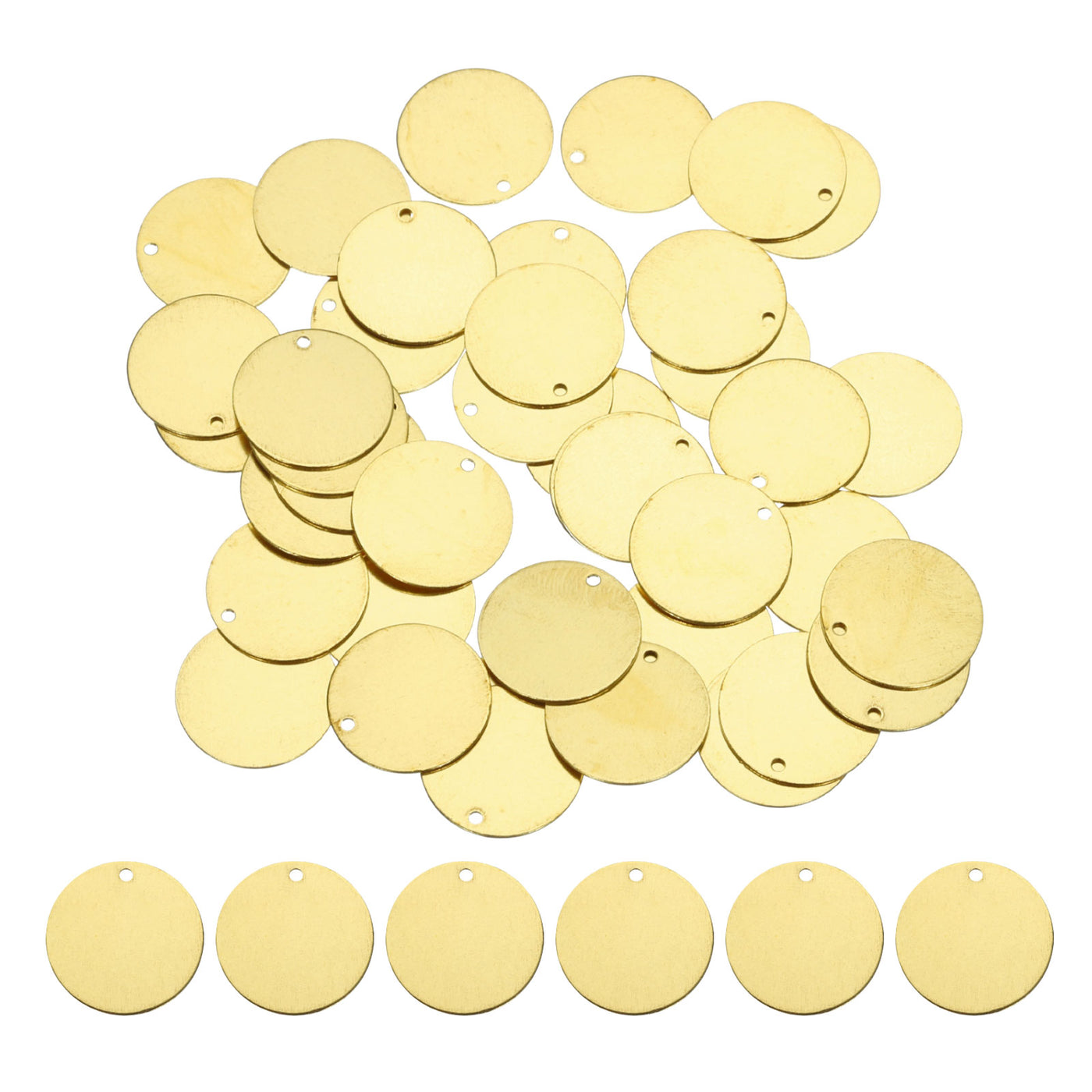 Harfington 40pcs Brass Round Stamping Blank DIY Label Tags 15mmx1.2mm Single Side Hole