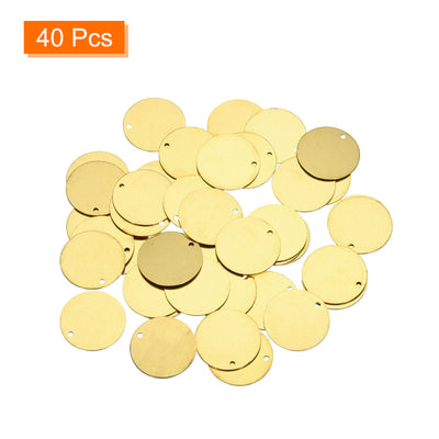 Harfington 40pcs Brass Round Stamping Blank DIY Label Tags 18mmx1.4mm Single Side Hole