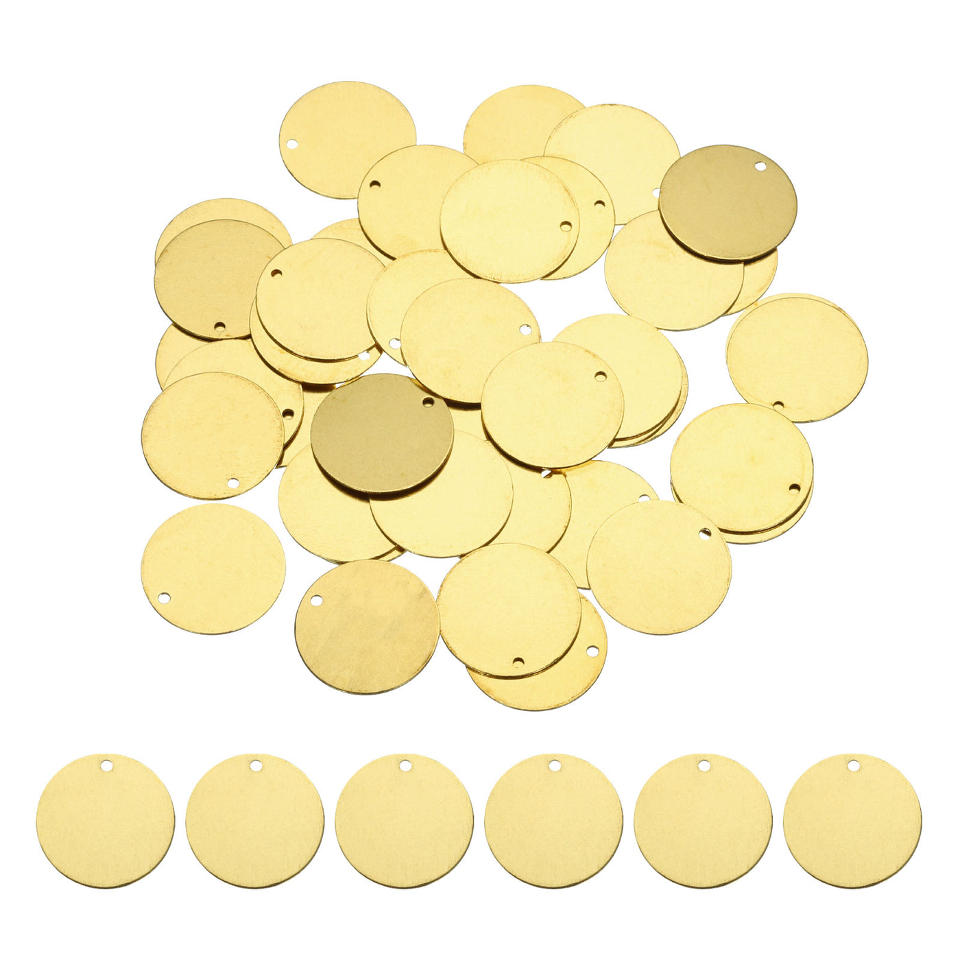 Harfington 40pcs Brass Round Stamping Blank DIY Label Tags 18mmx1.4mm Single Side Hole