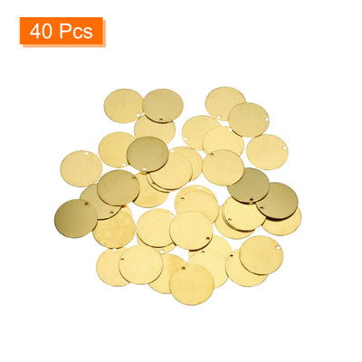 Harfington 40pcs Brass Round Stamping Blank DIY Label Tags 20mmx1.2mm Single Side Hole