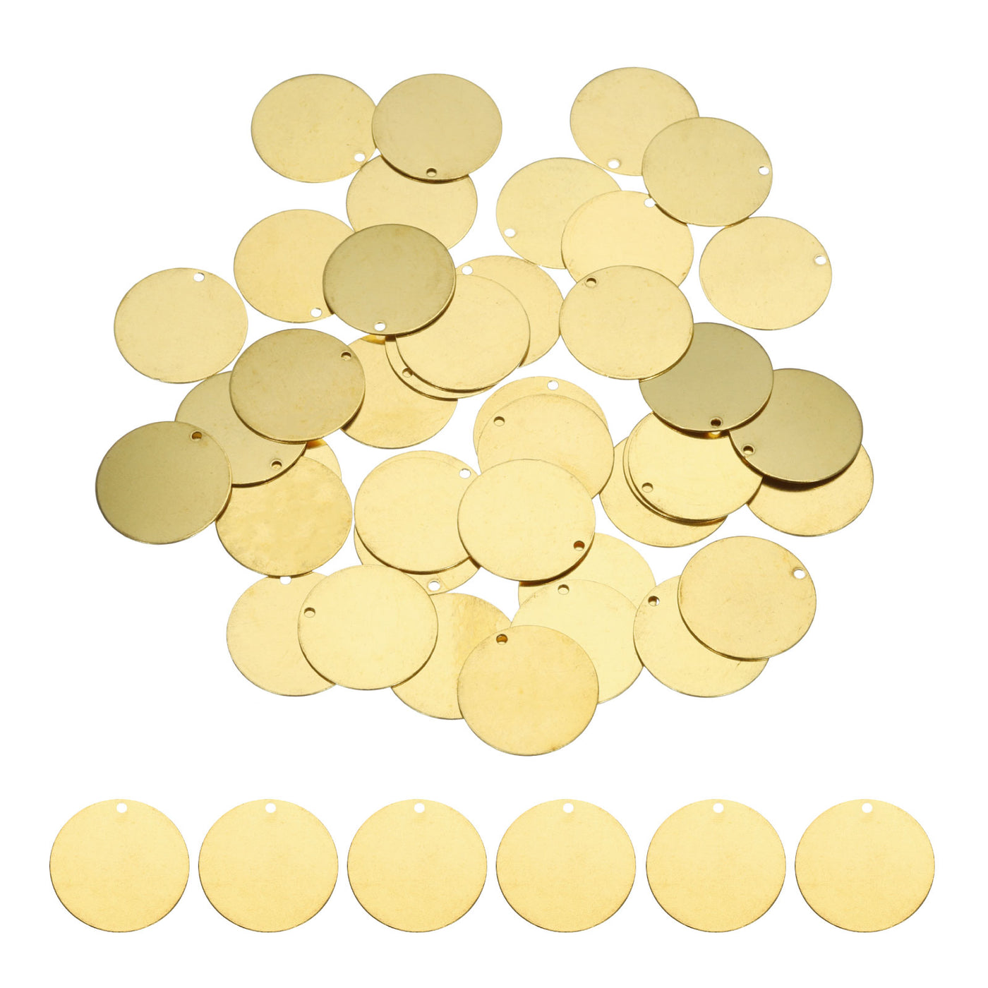 Harfington 40pcs Brass Round Stamping Blank DIY Label Tags 20mmx1.2mm Single Side Hole