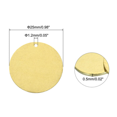 Harfington 40pcs Brass Round Stamping Blank DIY Label Tags 25mmx1.5mm Single Side Hole