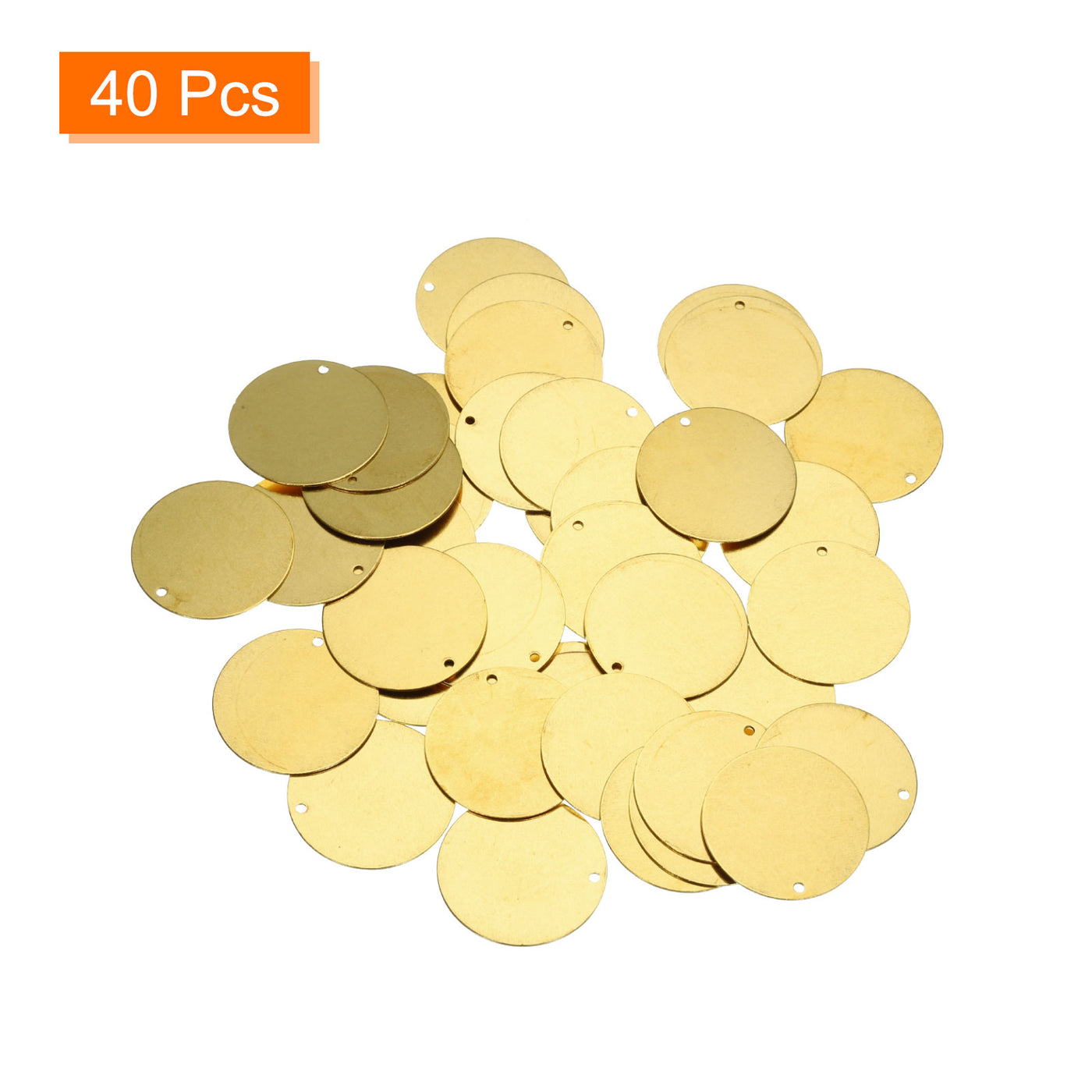 Harfington 40pcs Brass Round Stamping Blank DIY Label Tags 25mmx1.5mm Single Side Hole