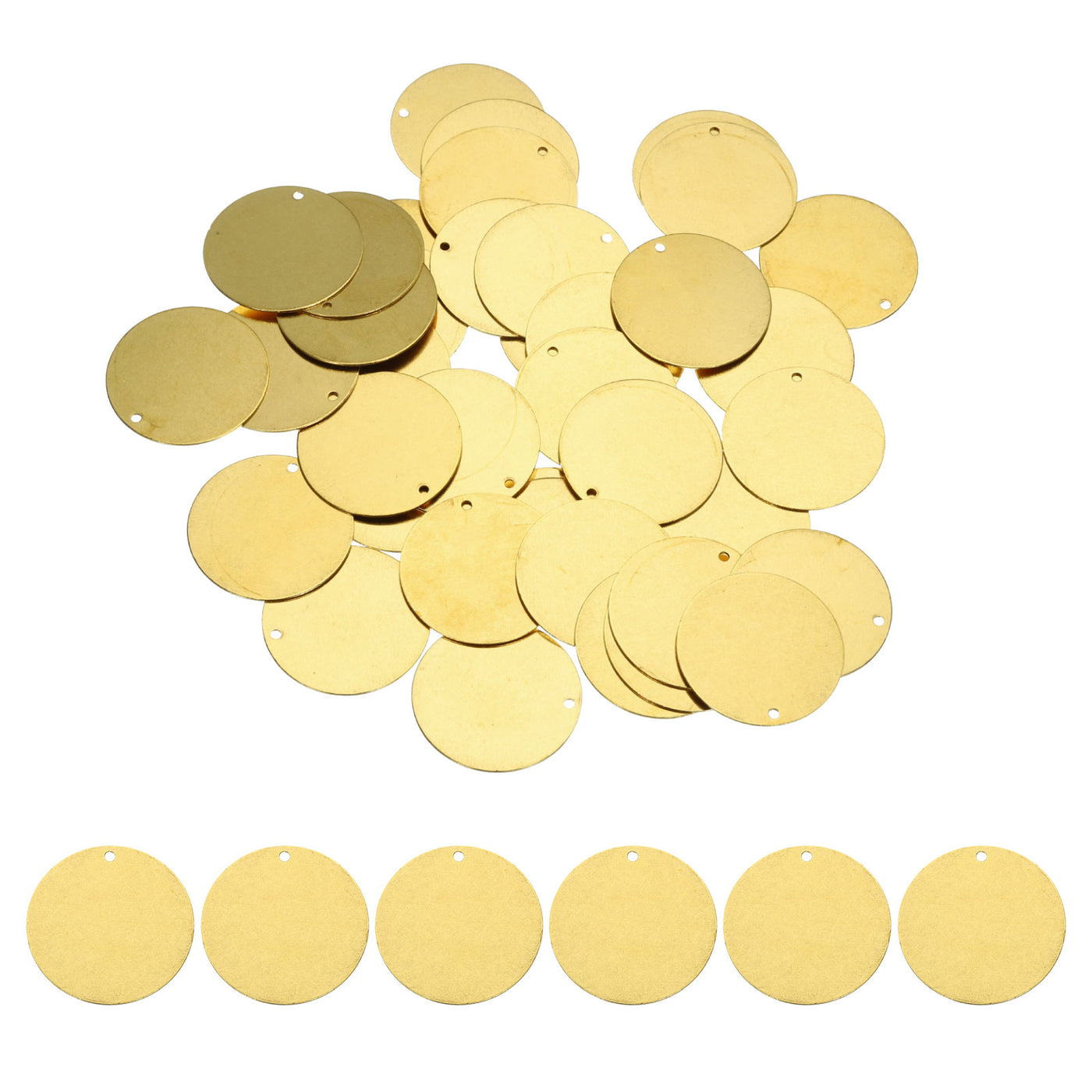 Harfington 40pcs Brass Round Stamping Blank DIY Label Tags 25mmx1.5mm Single Side Hole