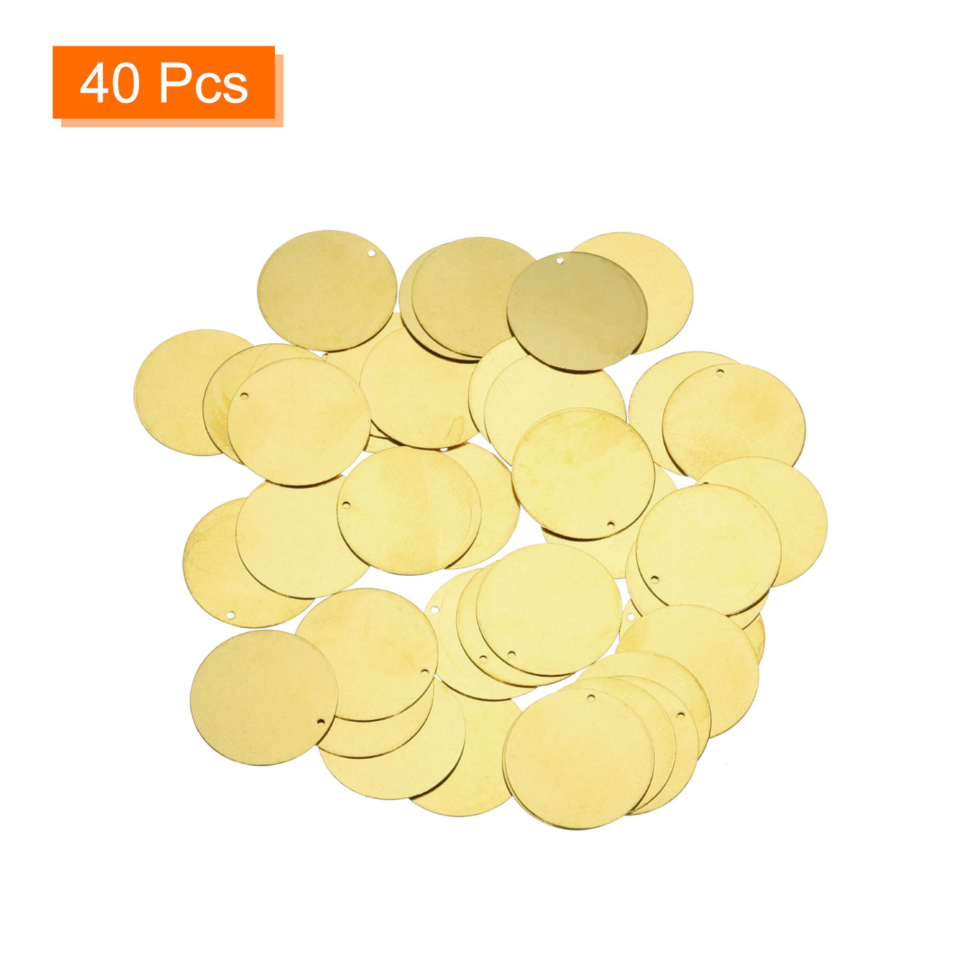 Harfington 40pcs Brass Round Stamping Blank DIY Label Tags 30mmx1.5mm Single Side Hole