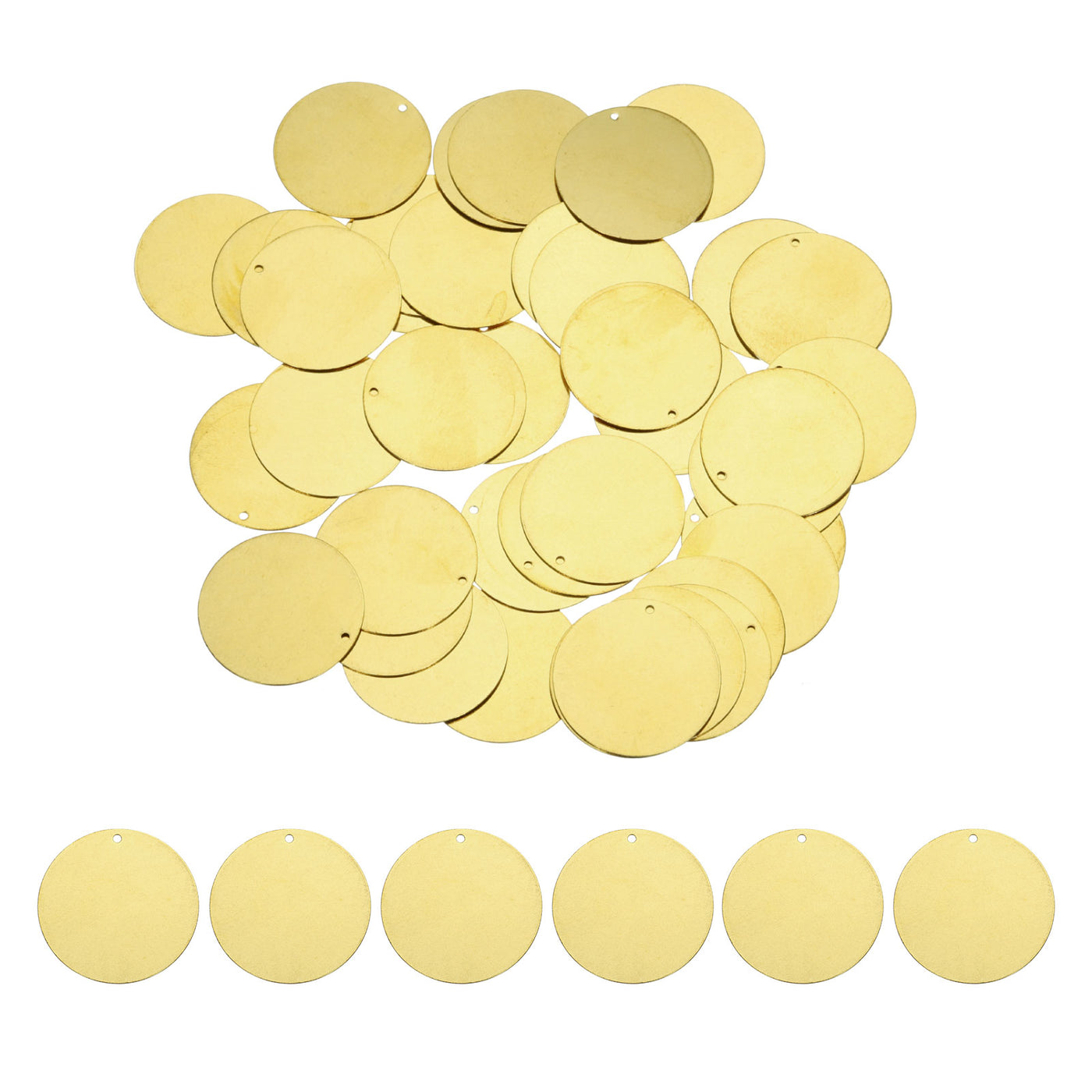 Harfington 40pcs Brass Round Stamping Blank DIY Label Tags 30mmx1.5mm Single Side Hole