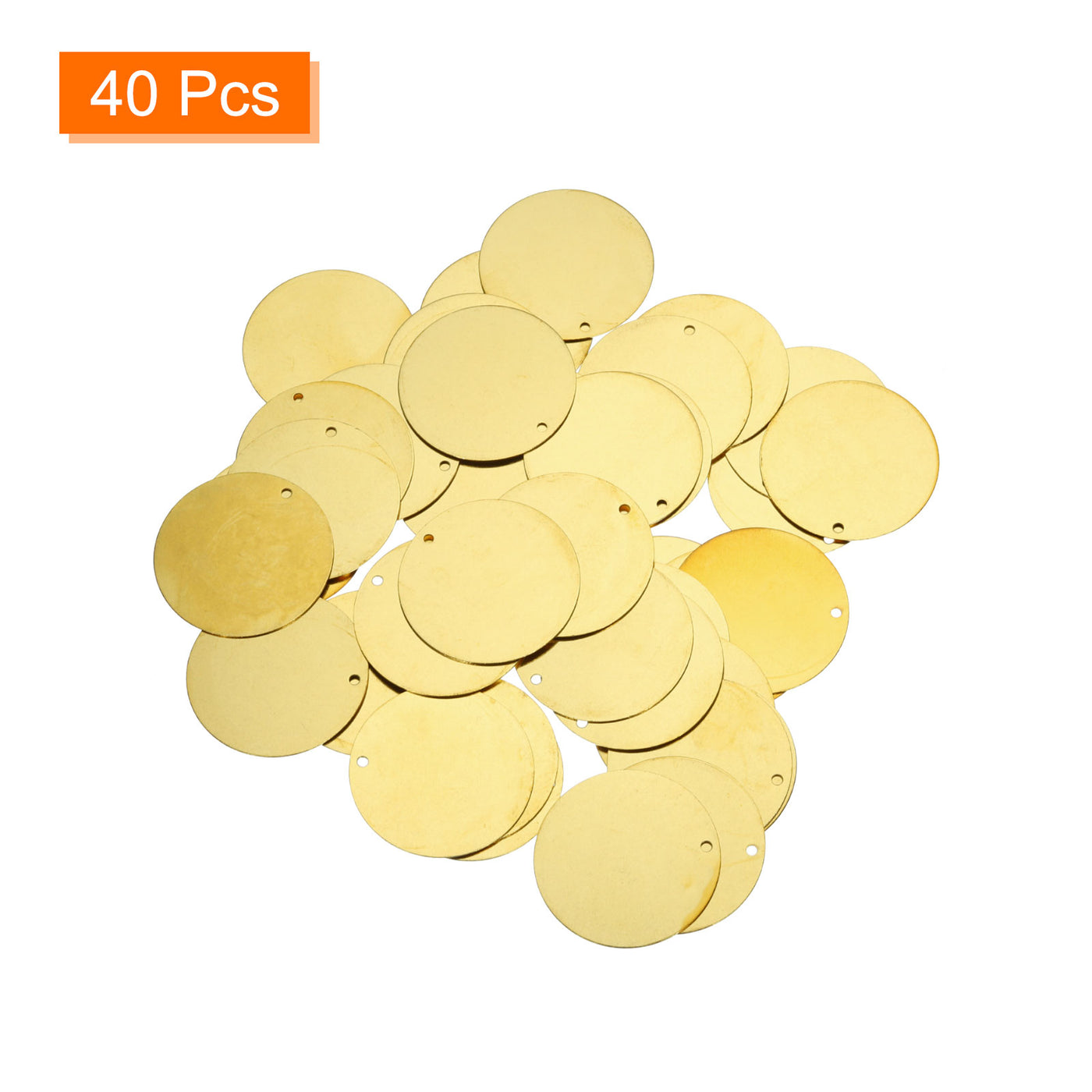 Harfington 40pcs Brass Round Stamping Blank DIY Label Tags 35mmx2mm Single Side Hole