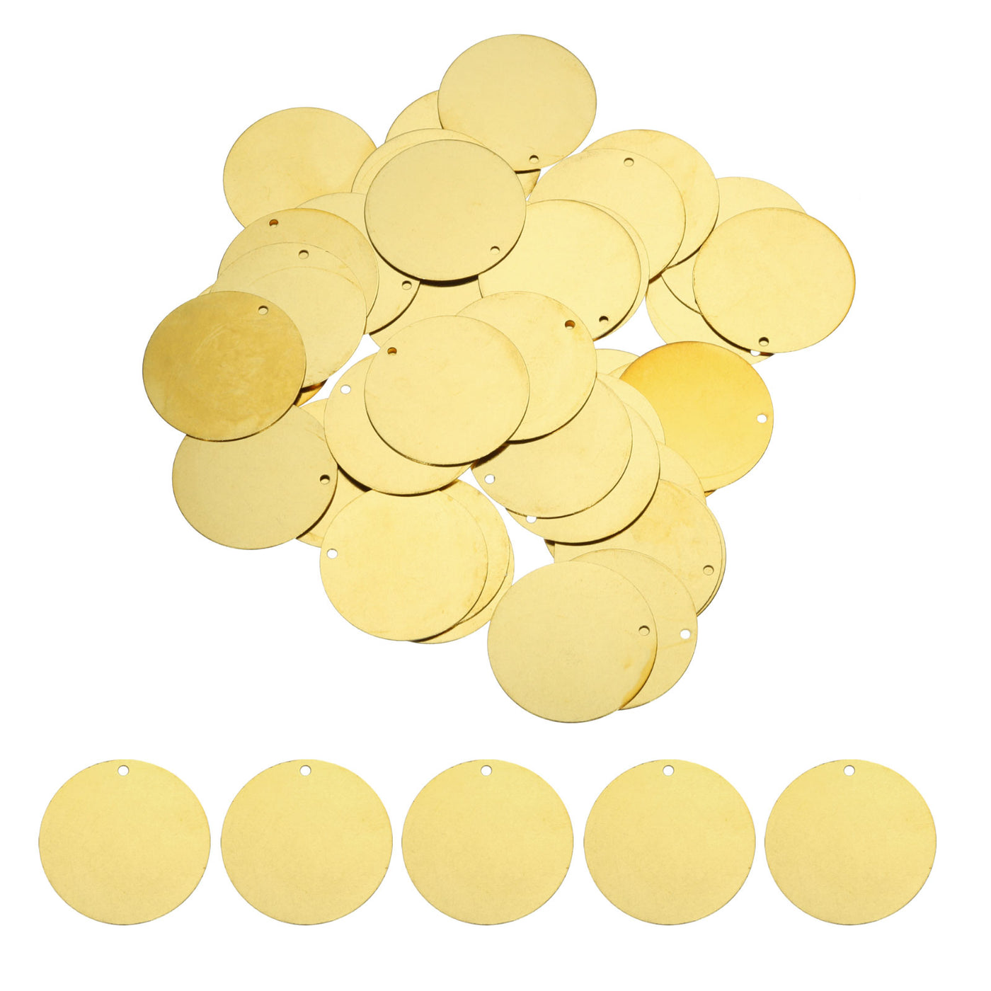 Harfington 40pcs Brass Round Stamping Blank DIY Label Tags 35mmx2mm Single Side Hole