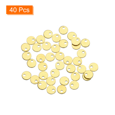 Harfington 40pcs Brass Round Stamping Blank DIY Label Tags 4mmx0.8mm Single Side Hole