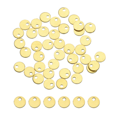 Harfington 40pcs Brass Round Stamping Blank DIY Label Tags 4mmx0.8mm Single Side Hole