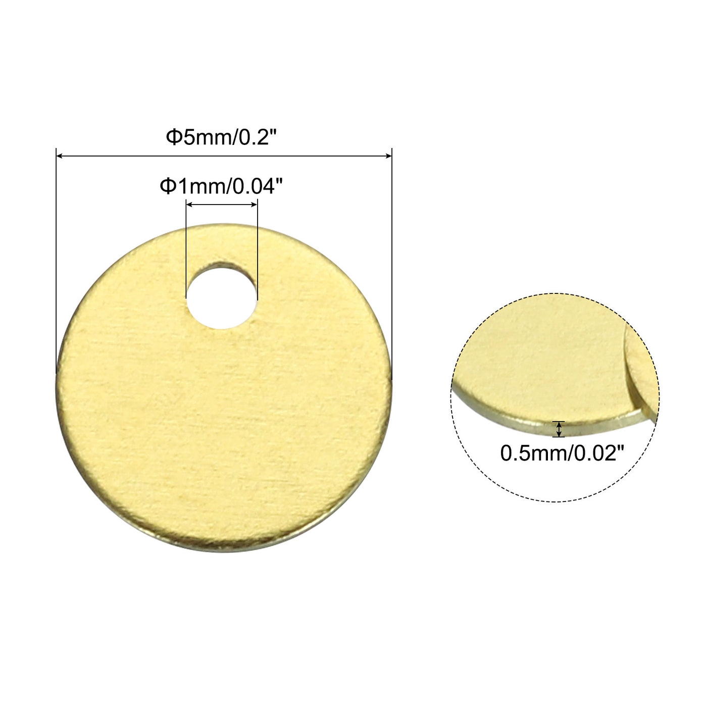 Harfington 40pcs Brass Round Stamping Blank DIY Label Tags 5mmx1mm Single Side Hole