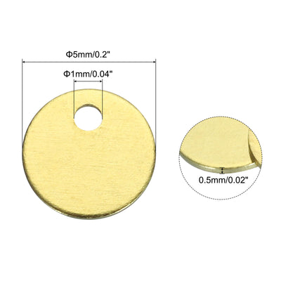 Harfington 40pcs Brass Round Stamping Blank DIY Label Tags 5mmx1mm Single Side Hole