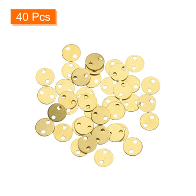 Harfington 40pcs Brass Round Stamping Blank DIY Label Tags 6mmx1mm Double Hole