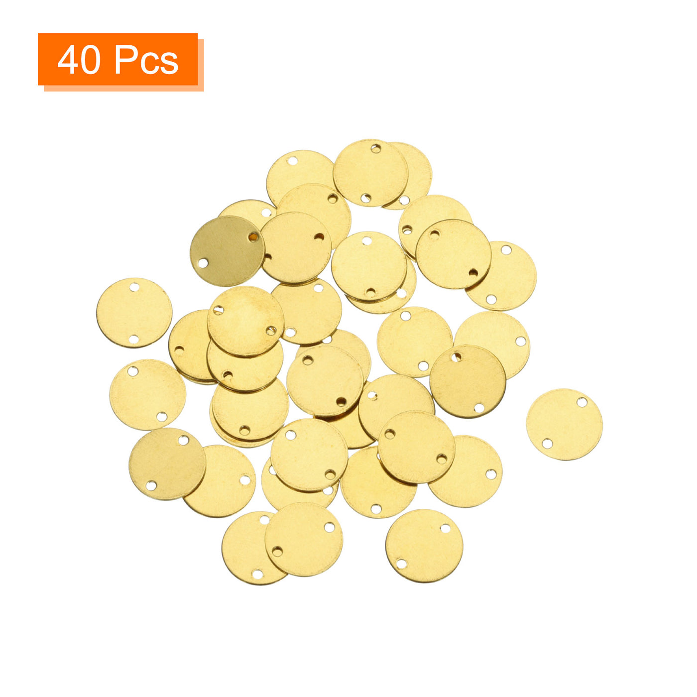 Harfington 40pcs Brass Round Stamping Blank DIY Label Tags 10mmx1.2mm Double Hole