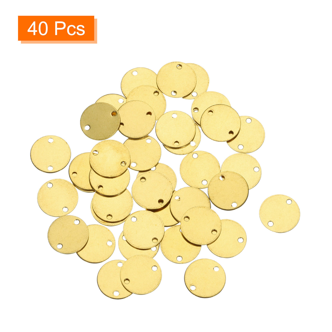 Harfington 40pcs Brass Round Stamping Blank DIY Label Tags 12mmx1.2mm Double Hole