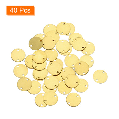 Harfington 40pcs Brass Round Stamping Blank DIY Label Tags 12mmx1.2mm Double Hole