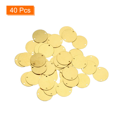 Harfington 40pcs Brass Round Stamping Blank DIY Label Tags 18mmx1.4mm Double Hole