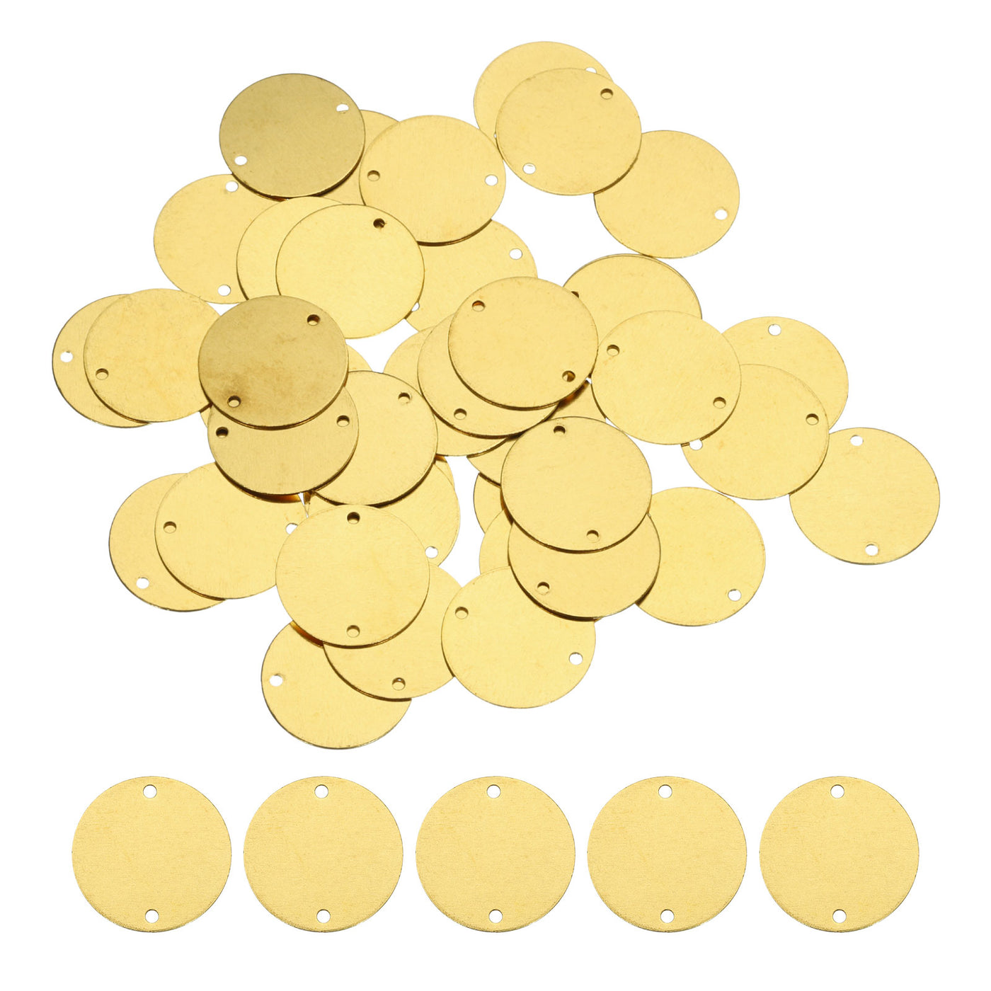 Harfington 40pcs Brass Round Stamping Blank DIY Label Tags 18mmx1.4mm Double Hole