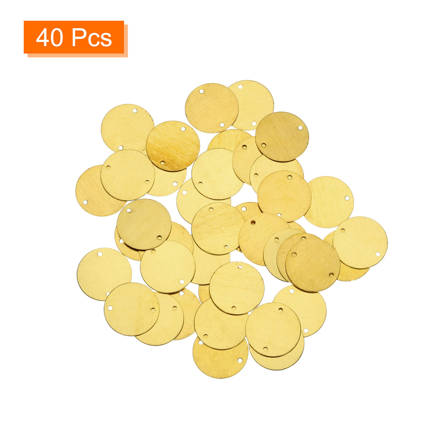 Harfington 40pcs Brass Round Stamping Blank DIY Label Tags 20mmx1.5mm Double Hole