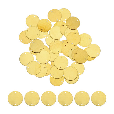 Harfington 40pcs Brass Round Stamping Blank DIY Label Tags 20mmx1.5mm Double Hole