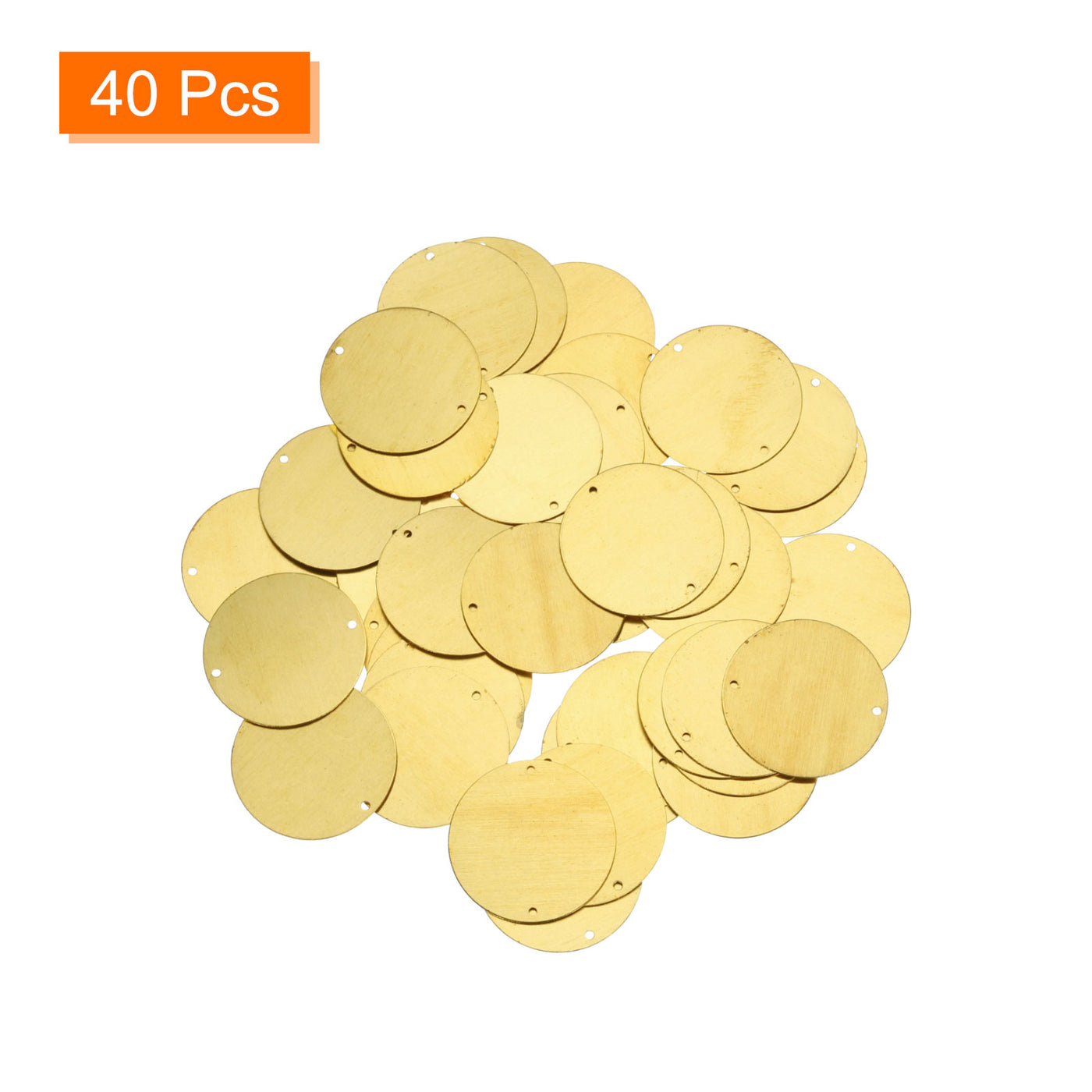 Harfington 40pcs Brass Round Stamping Blank DIY Label Tags 30mmx1.5mm Double Hole