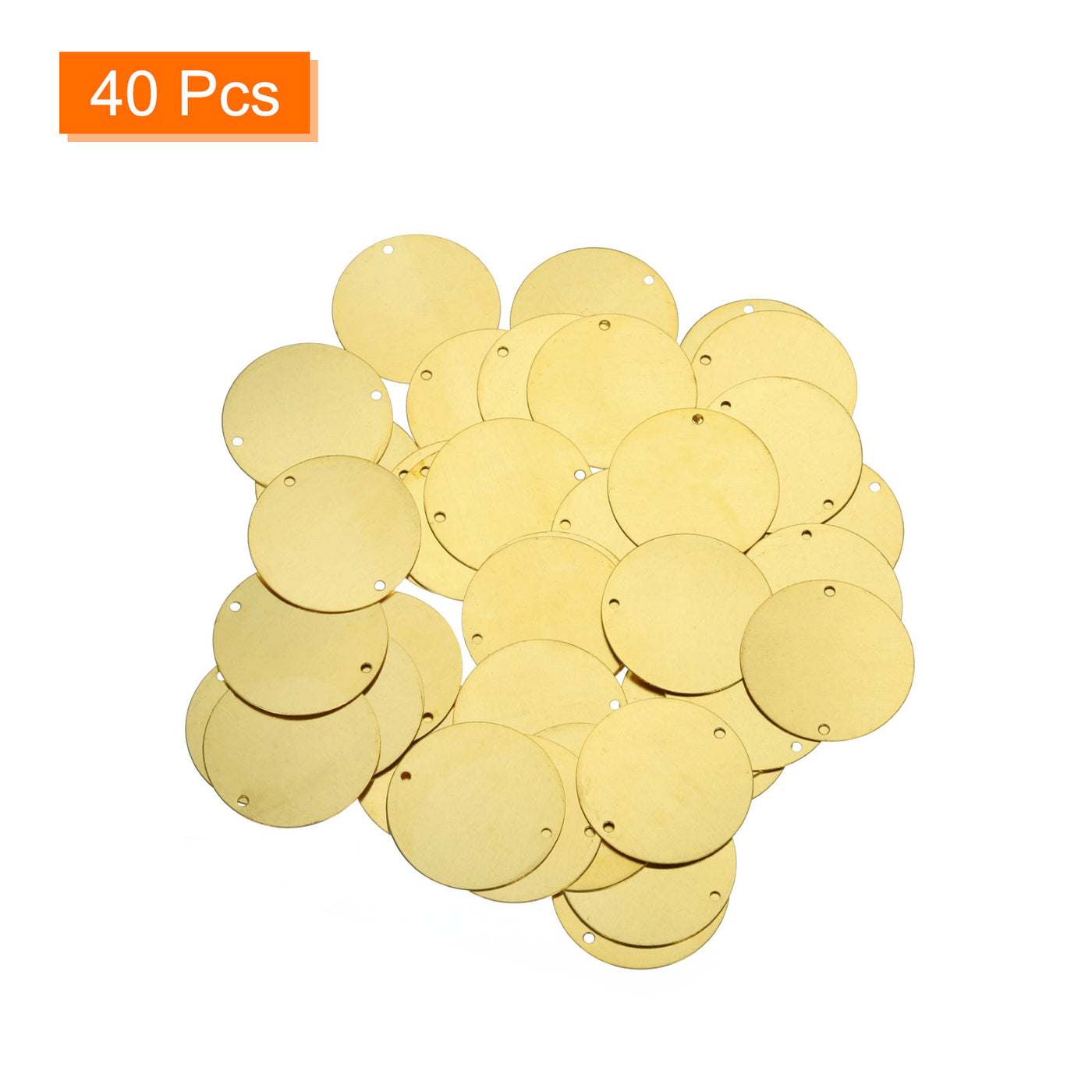 Harfington 40pcs Brass Round Stamping Blank DIY Label Tags 35mmx2mm Double Hole