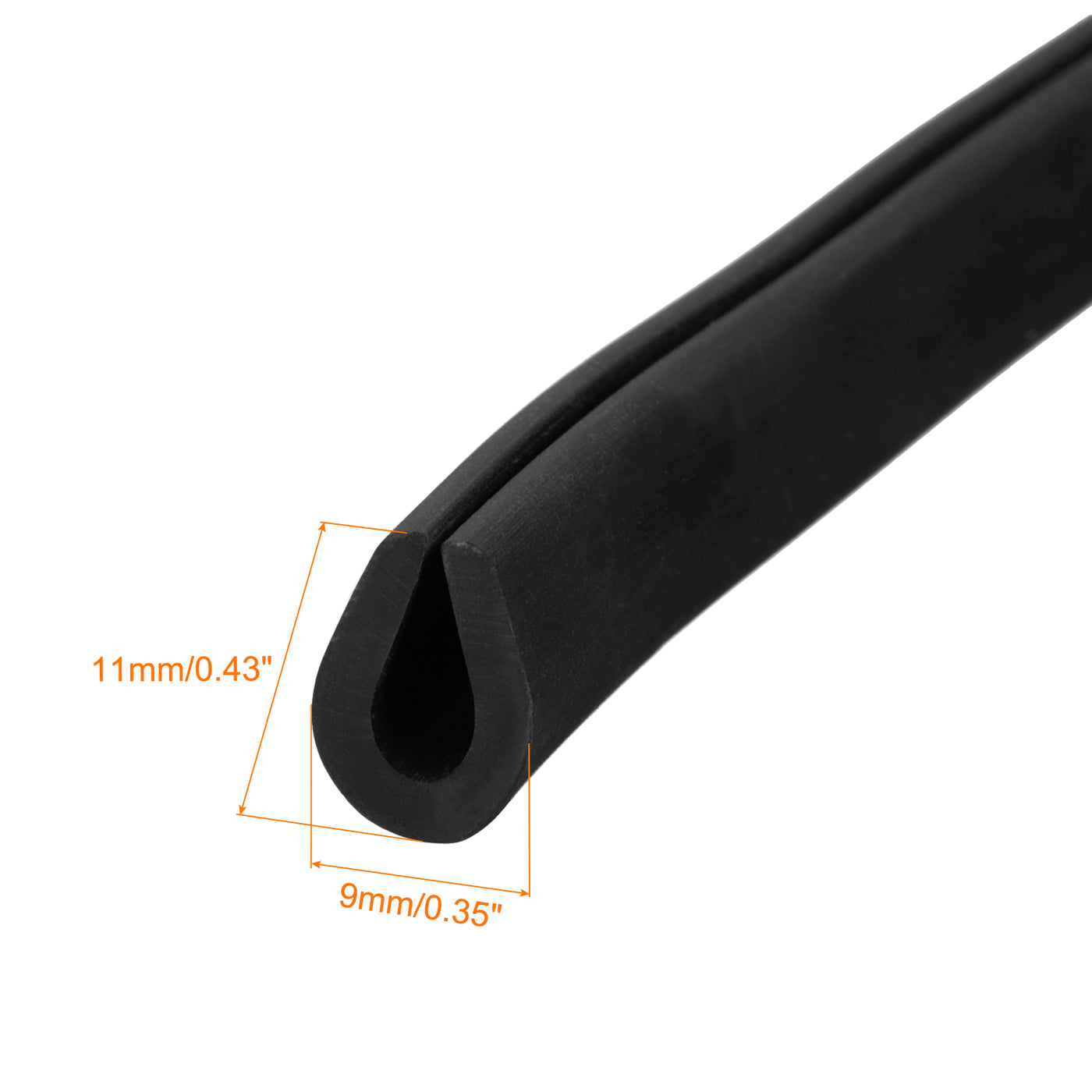 uxcell Uxcell 23/64"x 7/16"x 6.6ft Rubber U Channel Edge Trim Round Type Fit for 4.5-5mm Edge