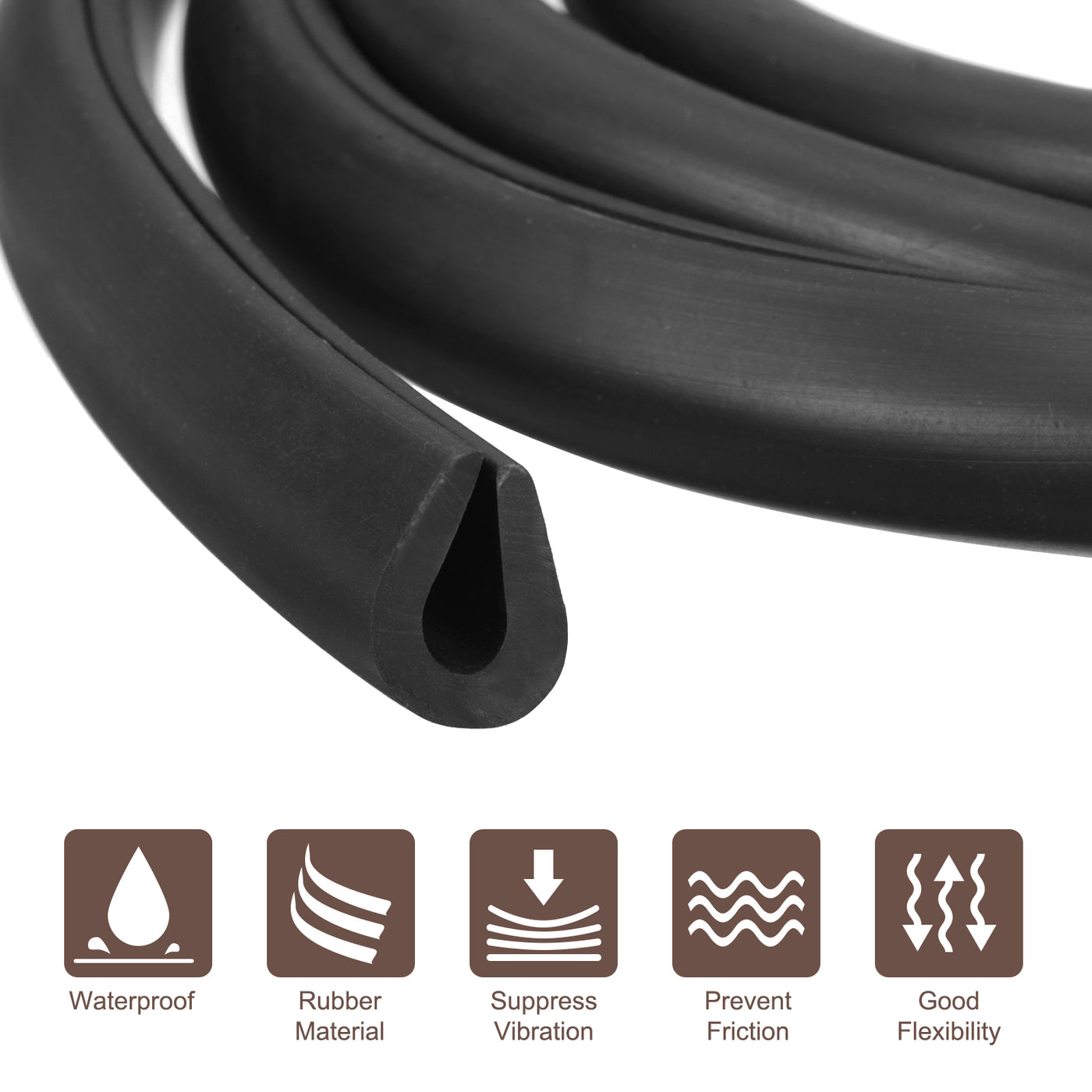 uxcell Uxcell 23/64"x 7/16"x 6.6ft Rubber U Channel Edge Trim Round Type Fit for 4.5-5mm Edge