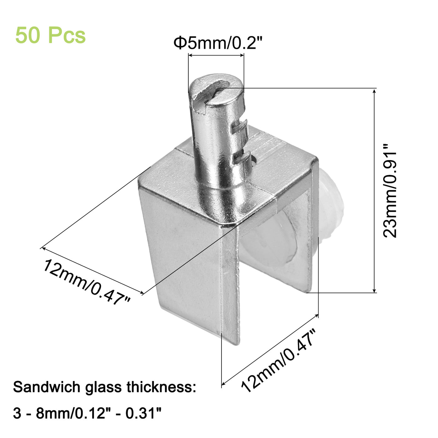 uxcell Uxcell Glass Shelf Bracket Pegs, 50Pcs Adjustable Glass Clamps for 3-8mm Tempered Glass