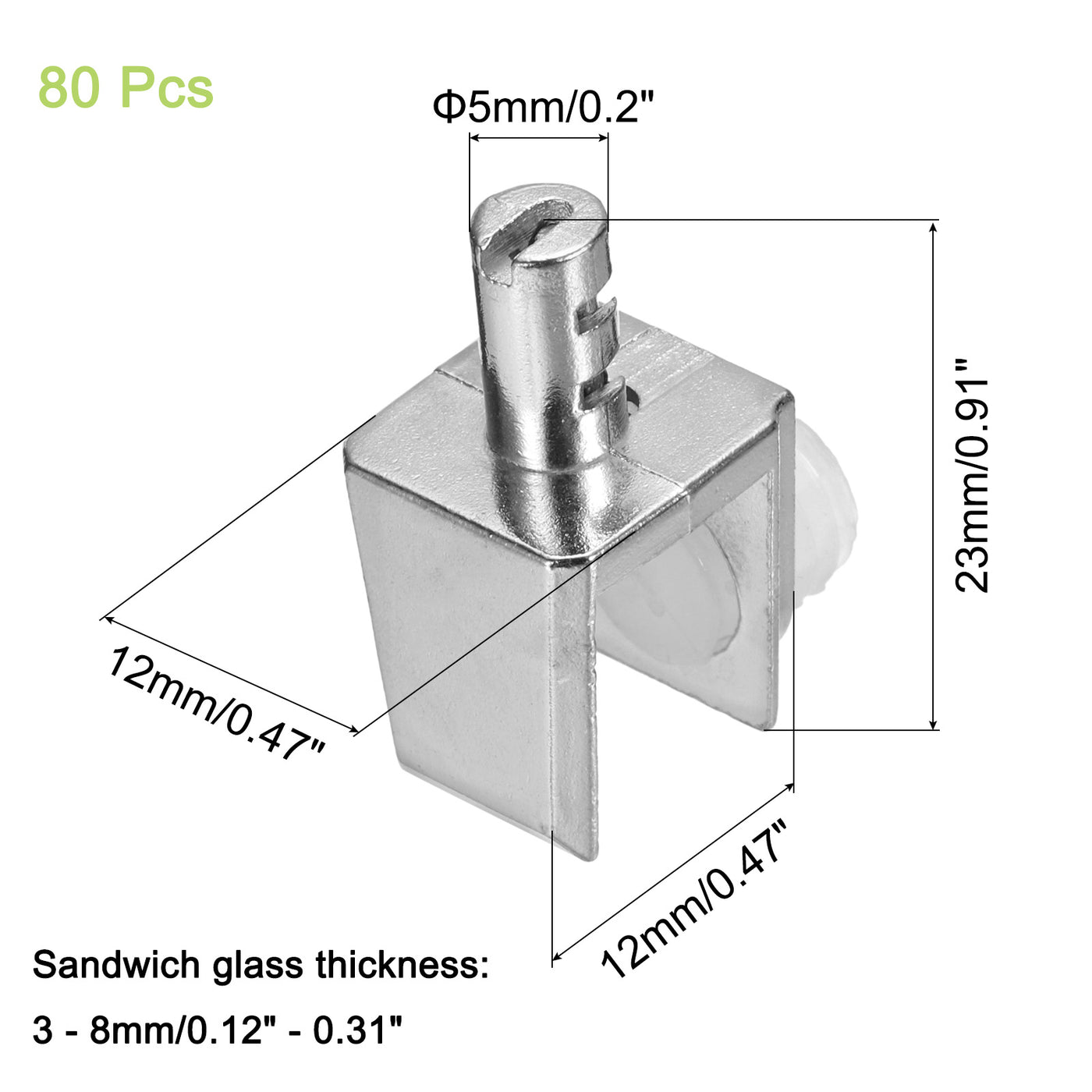 uxcell Uxcell Glasregal Halterung Pflöcke 80Stk Zinklegierung Einstellbar Glas Klammern mit Pin Wand Montierte Regalständer Stützen für 3-8mm Hartglas