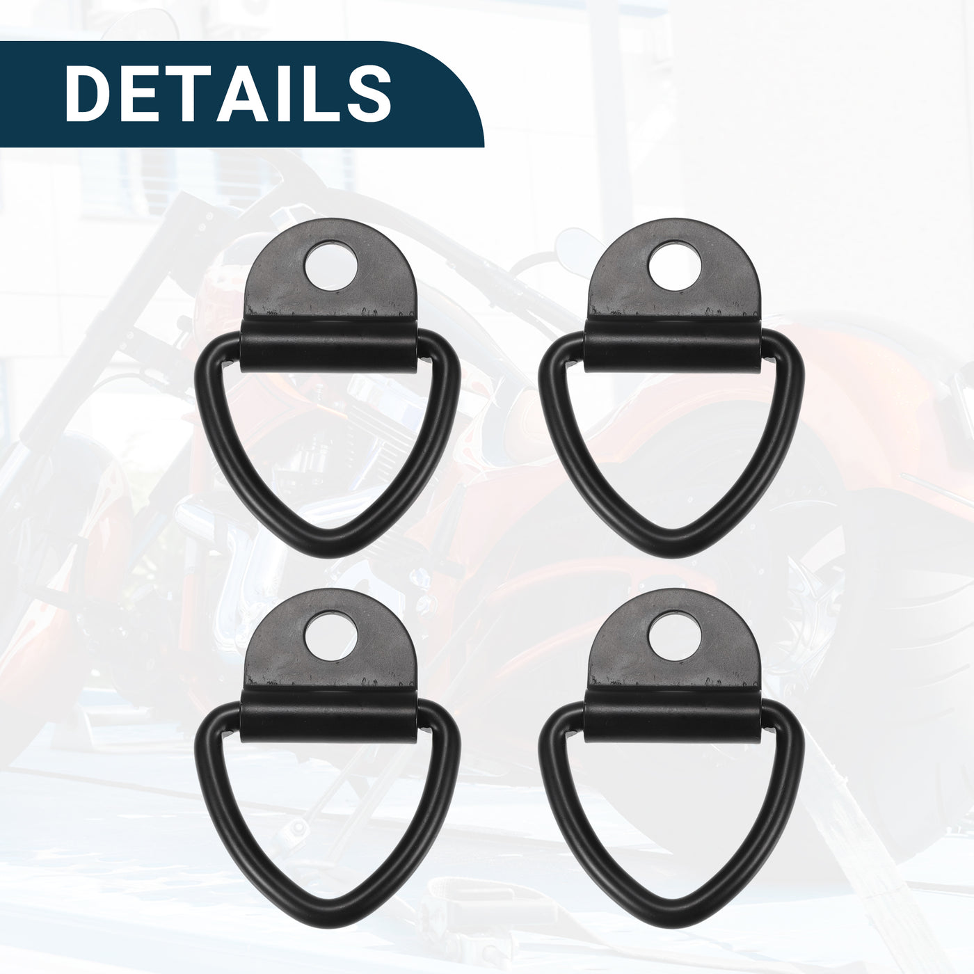 TUCKBOLD Automotive Tie Down Strap Rings Multi-Purpose | Anchors Hooks Black with Screws Washers 4 Pcs