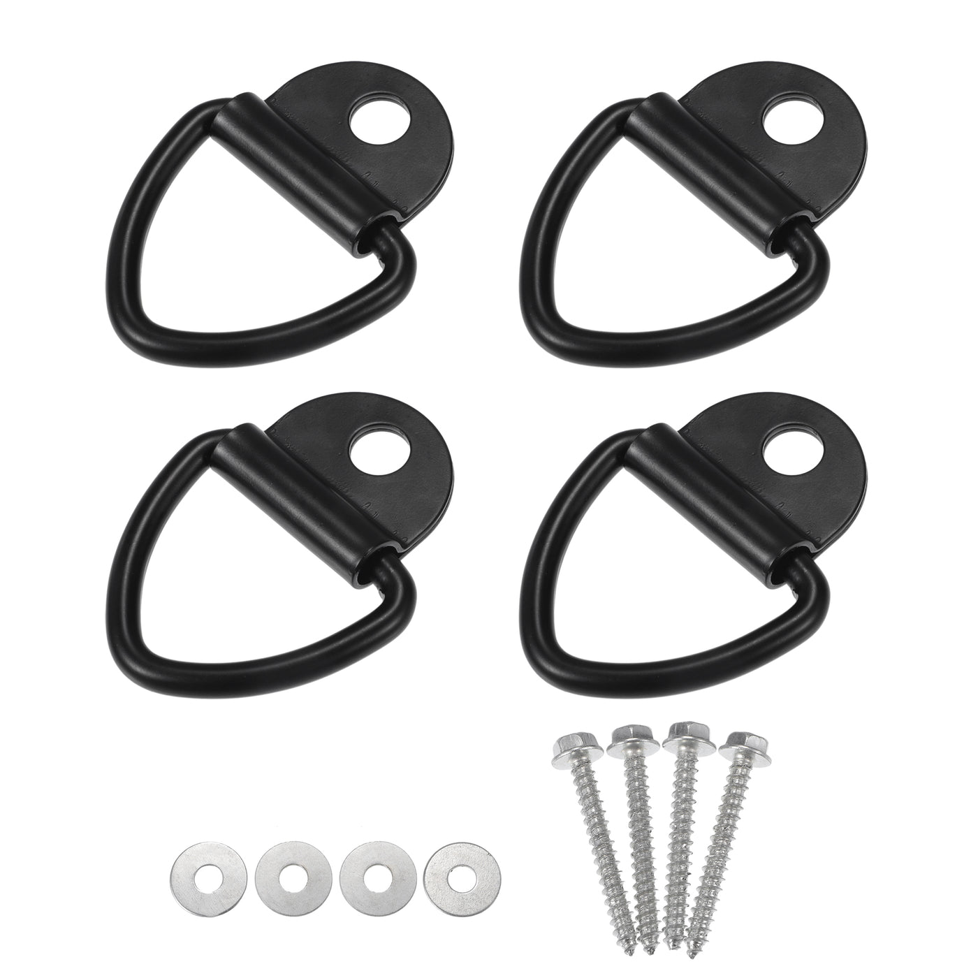 TUCKBOLD Automotive Tie Down Strap Rings Multi-Purpose | Anchors Hooks Black with Screws Washers 4 Pcs