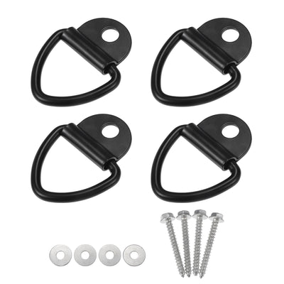 Harfington Automotive Tie Down Strap Rings Multi-Purpose | Anchors Hooks Black with Screws Washers 4 Pcs