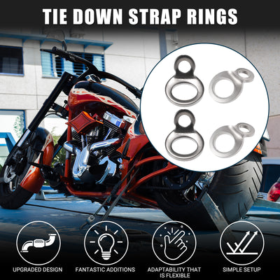 Harfington Automotive Tie Down Strap Rings Multi-Purpose | Anchors Hooks Silver Tone 4 Pcs