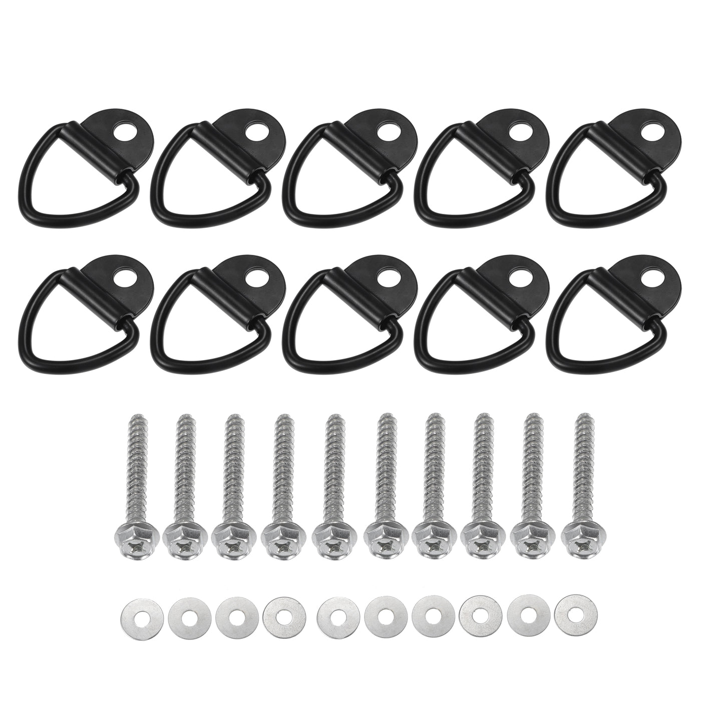 TUCKBOLD Automotive Tie Down Strap Rings Multi-Purpose | Anchors Hooks Black with Screws Washers 10 Pcs