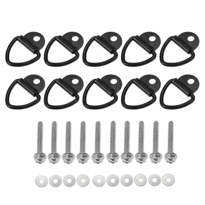 Harfington Automotive Tie Down Strap Rings Multi-Purpose | Anchors Hooks Black with Screws Washers 10 Pcs