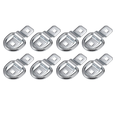 Harfington Automotive D-Ring Tie Down Strap Rings 3/8" Multi-Purpose | Anchors Hooks Silver Tone 8 Pcs