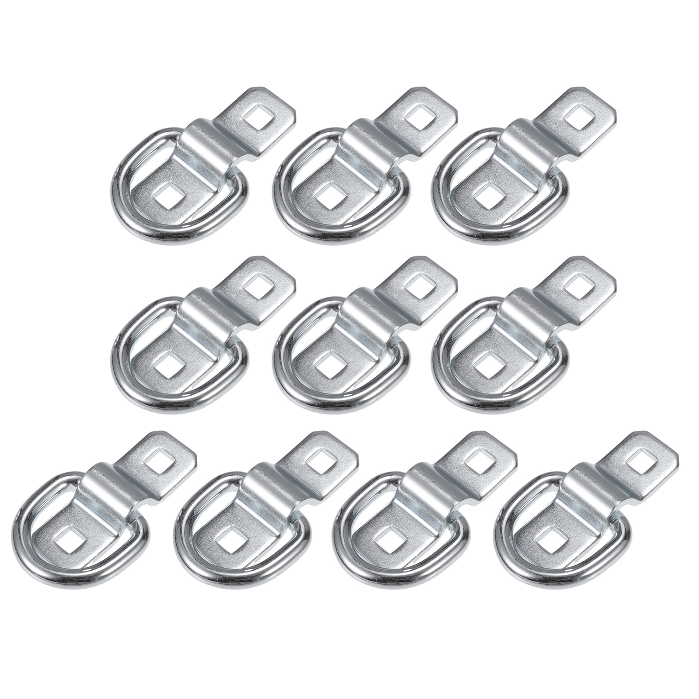 TUCKBOLD Automotive D-Ring Tie Down Strap Rings 3/8" Multi-Purpose | Anchors Hooks Silver Tone 10 Pcs