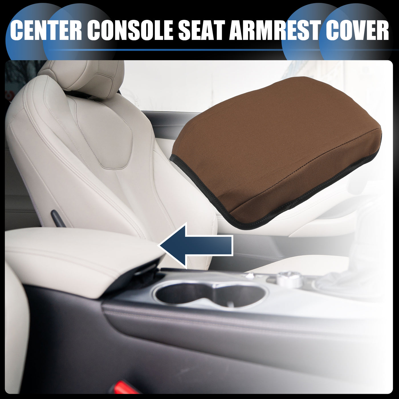 INFINAUTO Armrest Protector Cover Pad, for Infiniti Q50 2013-2021 Neoprene Fabric Deep Brown, 1 Pc