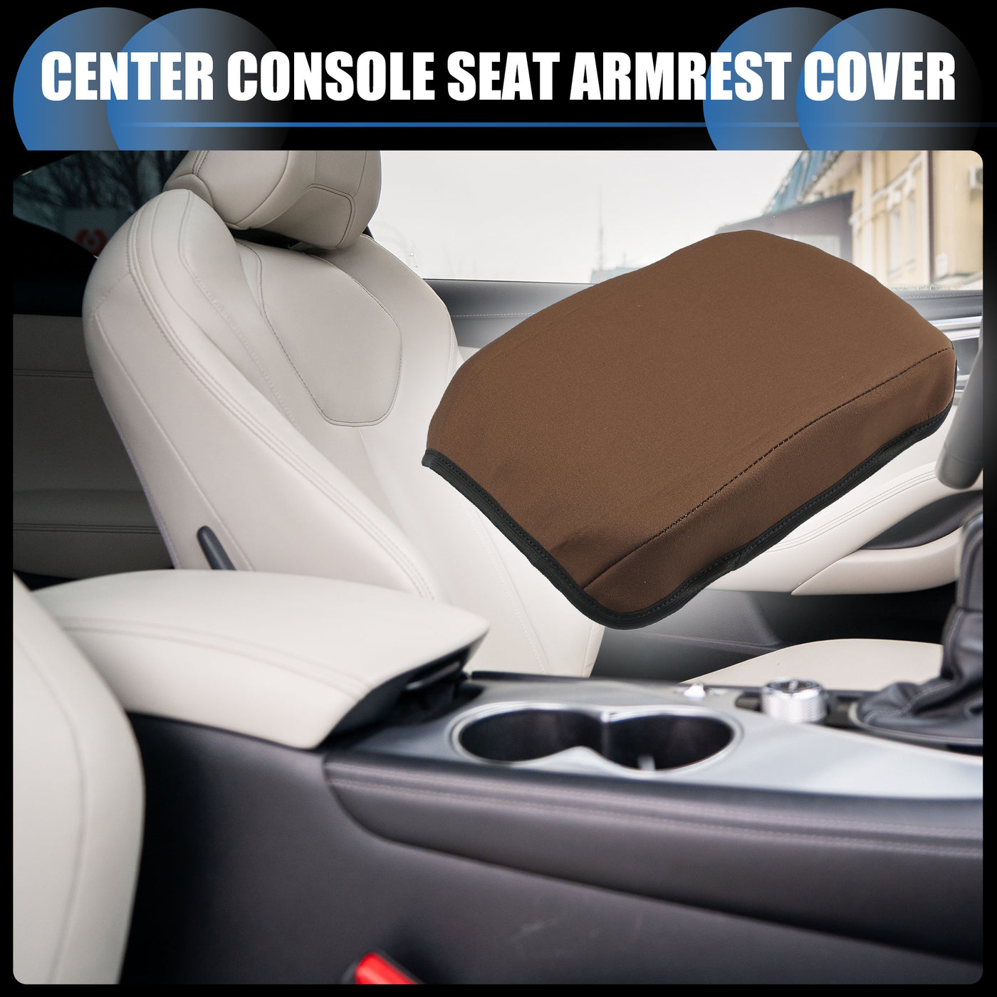 INFINAUTO Armrest Protector Cover Pad, for Infiniti Q50 2013-2021 Neoprene Fabric Deep Brown, 1 Pc