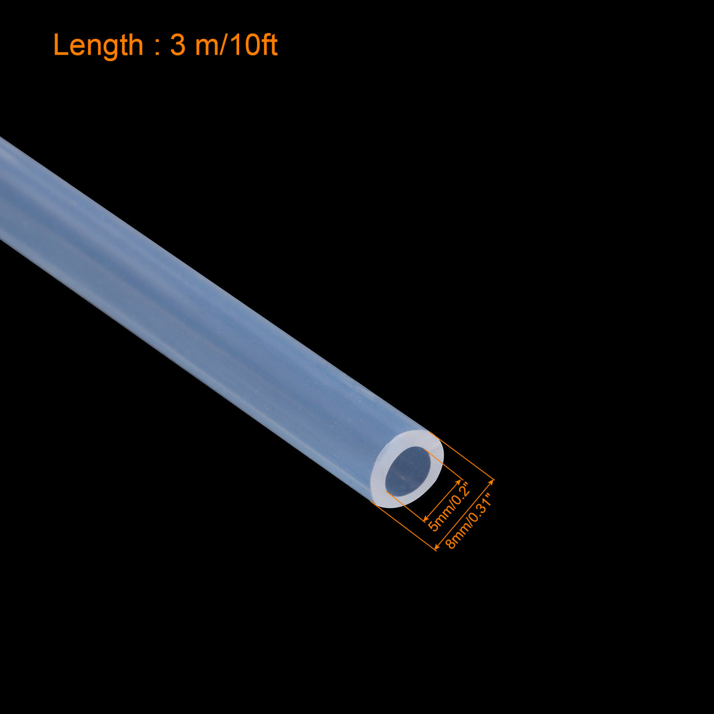 uxcell Uxcell Silikon Schläuche 5mm(3/16") ID 8mm(5/16") AD 10ft Silikon Gummi Rohr Luft Schlauch Wasser Rohr Klar mit Klammern