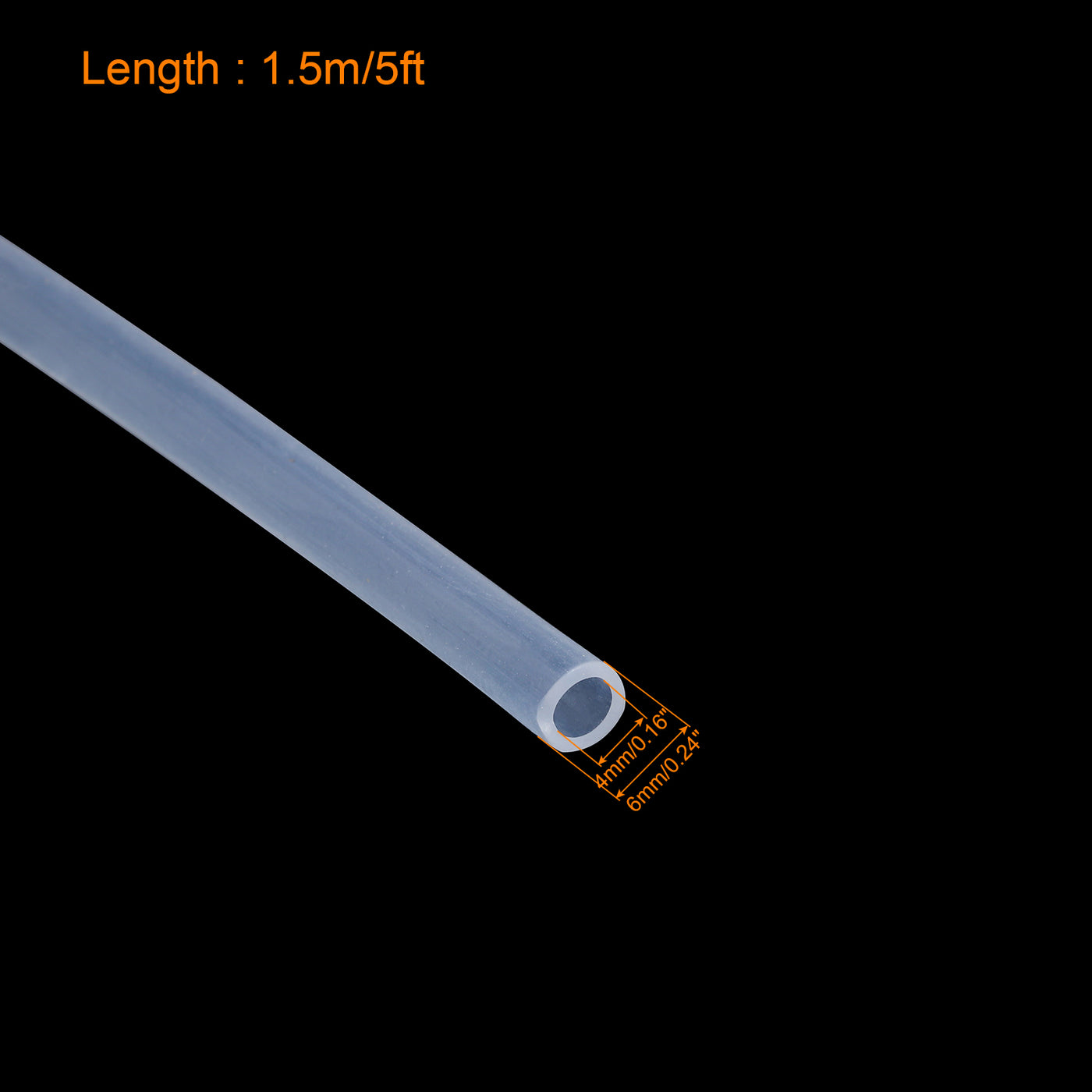 uxcell Uxcell Silicone Tubing 4mm ID 6mm(1/4") OD 5ft Silicone Rubber Tube Air Hose Water Pipe Clear with Clamps